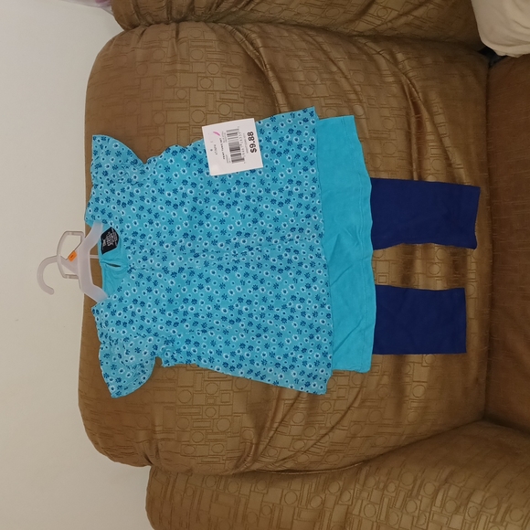 New With Tag Girls 4T 2-Piece Top and Pants Blue - Picture 2 of 4